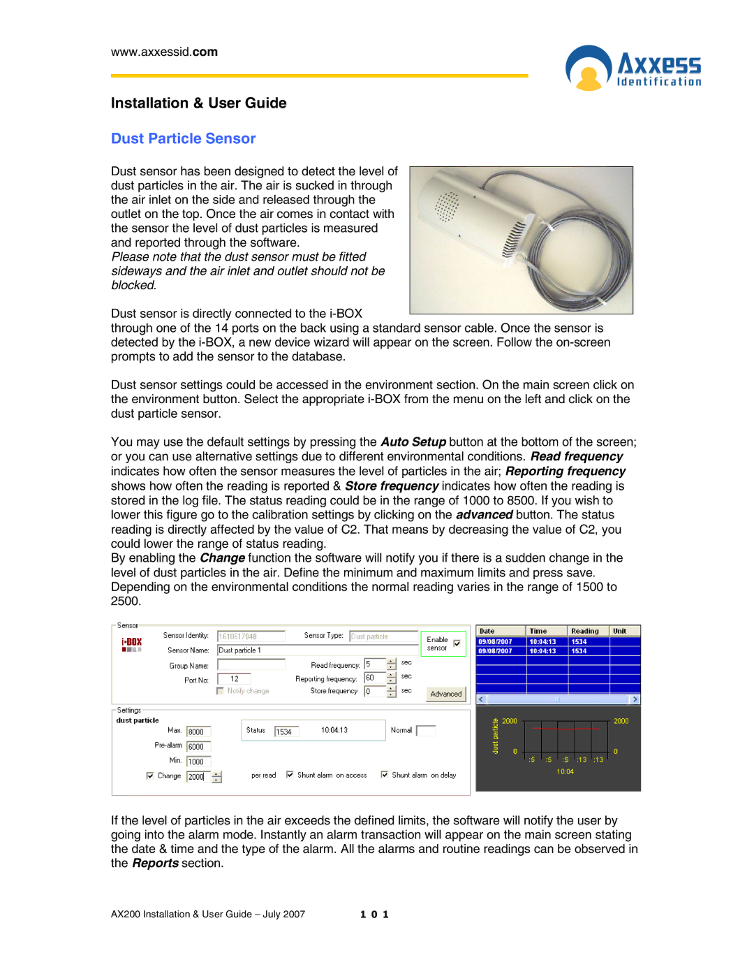 Casio AX200 manual Dust Particle Sensor 