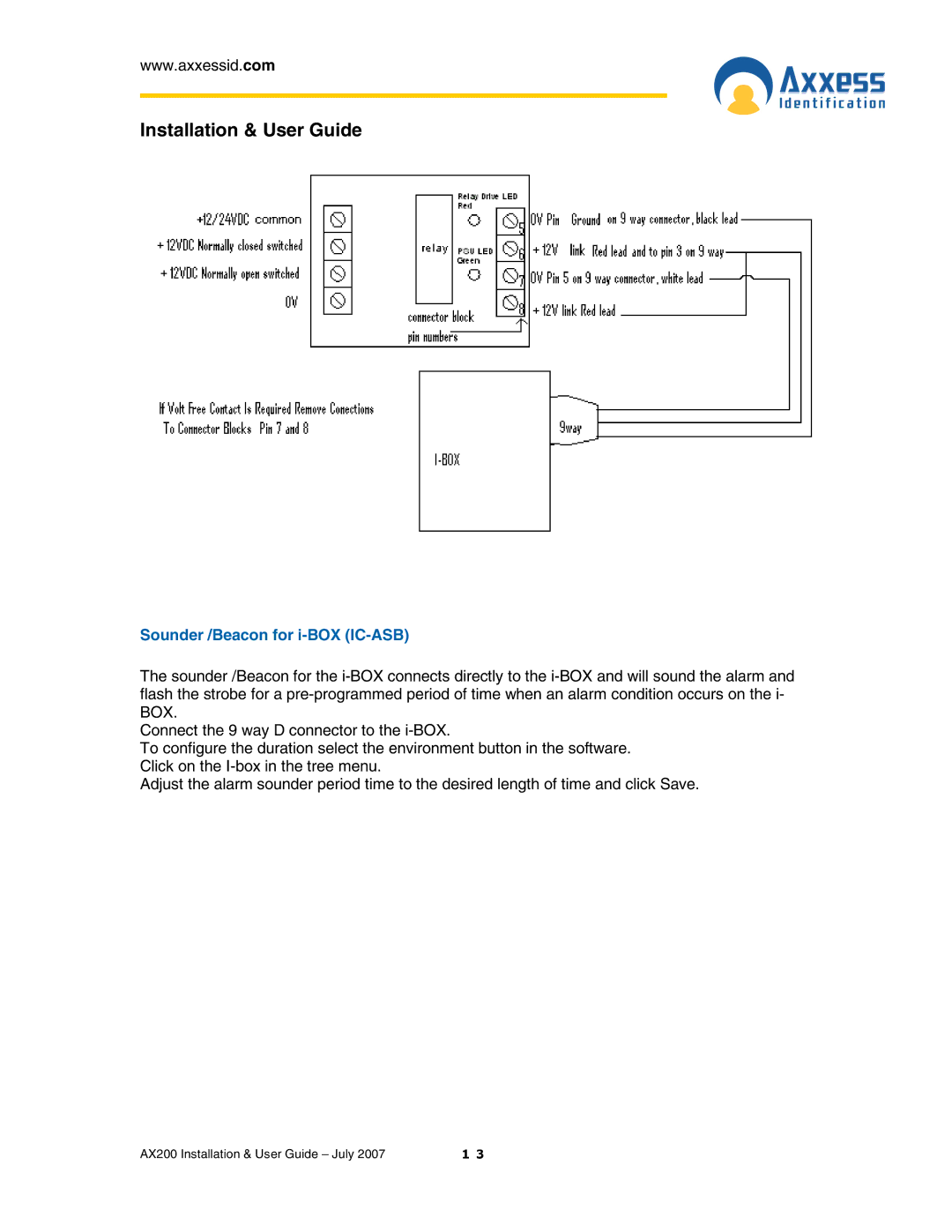 Casio AX200 manual Sounder /Beacon for i-BOX IC-ASB 