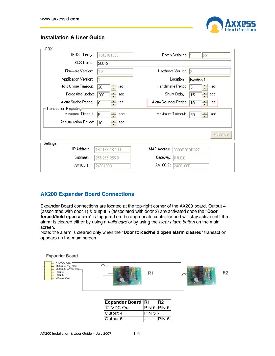 Casio manual AX200 Expander Board Connections 