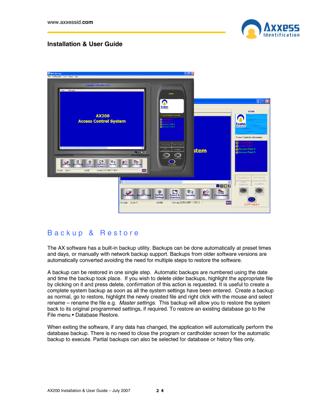 Casio AX200 manual C k u p & R e s t o r e 