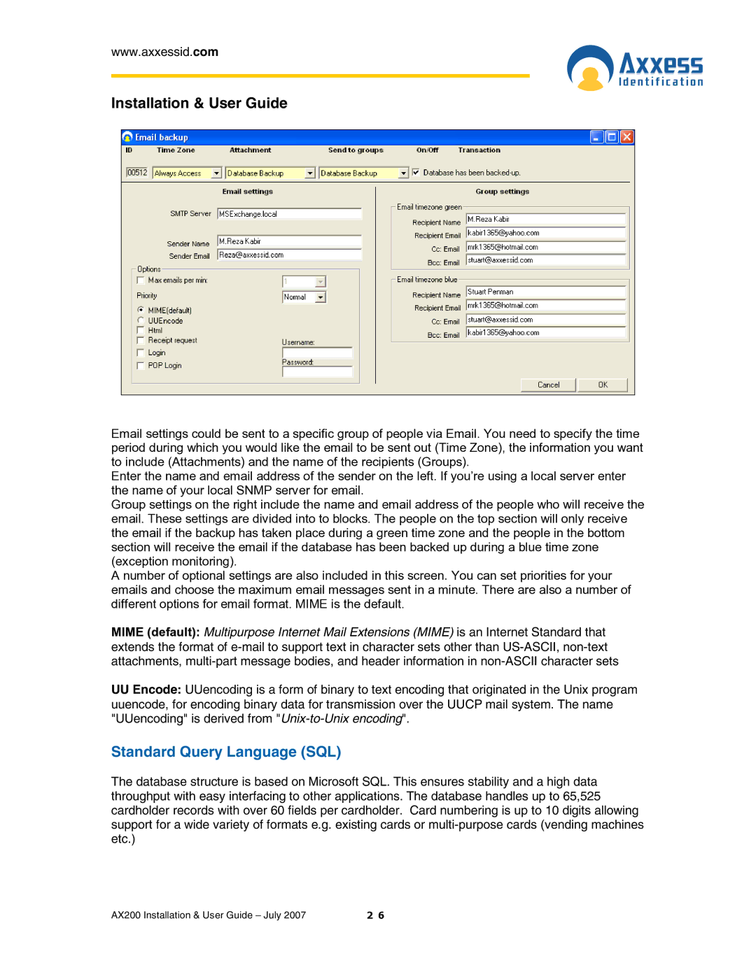 Casio AX200 manual Standard Query Language SQL 