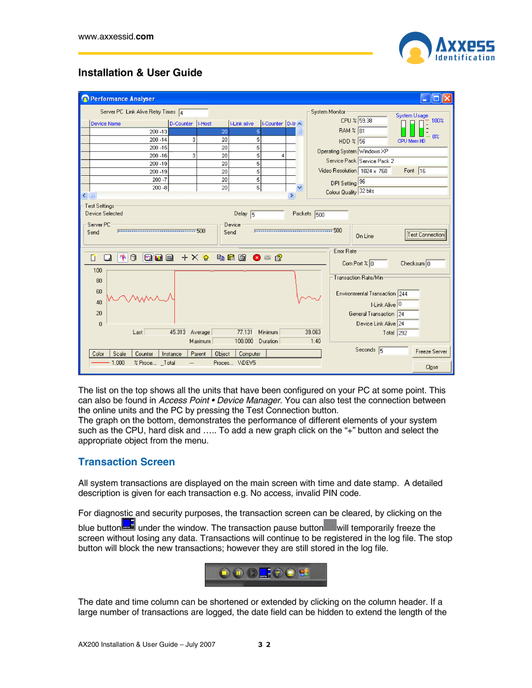 Casio AX200 manual Transaction Screen 