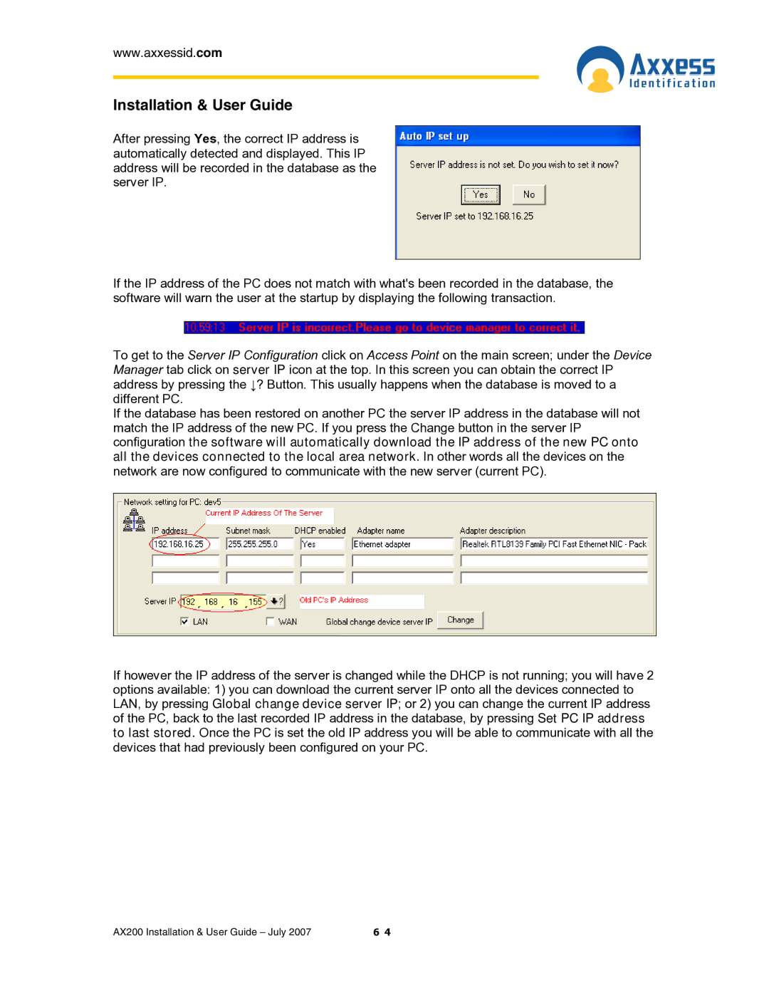 Casio AX200 manual Installation & User Guide 