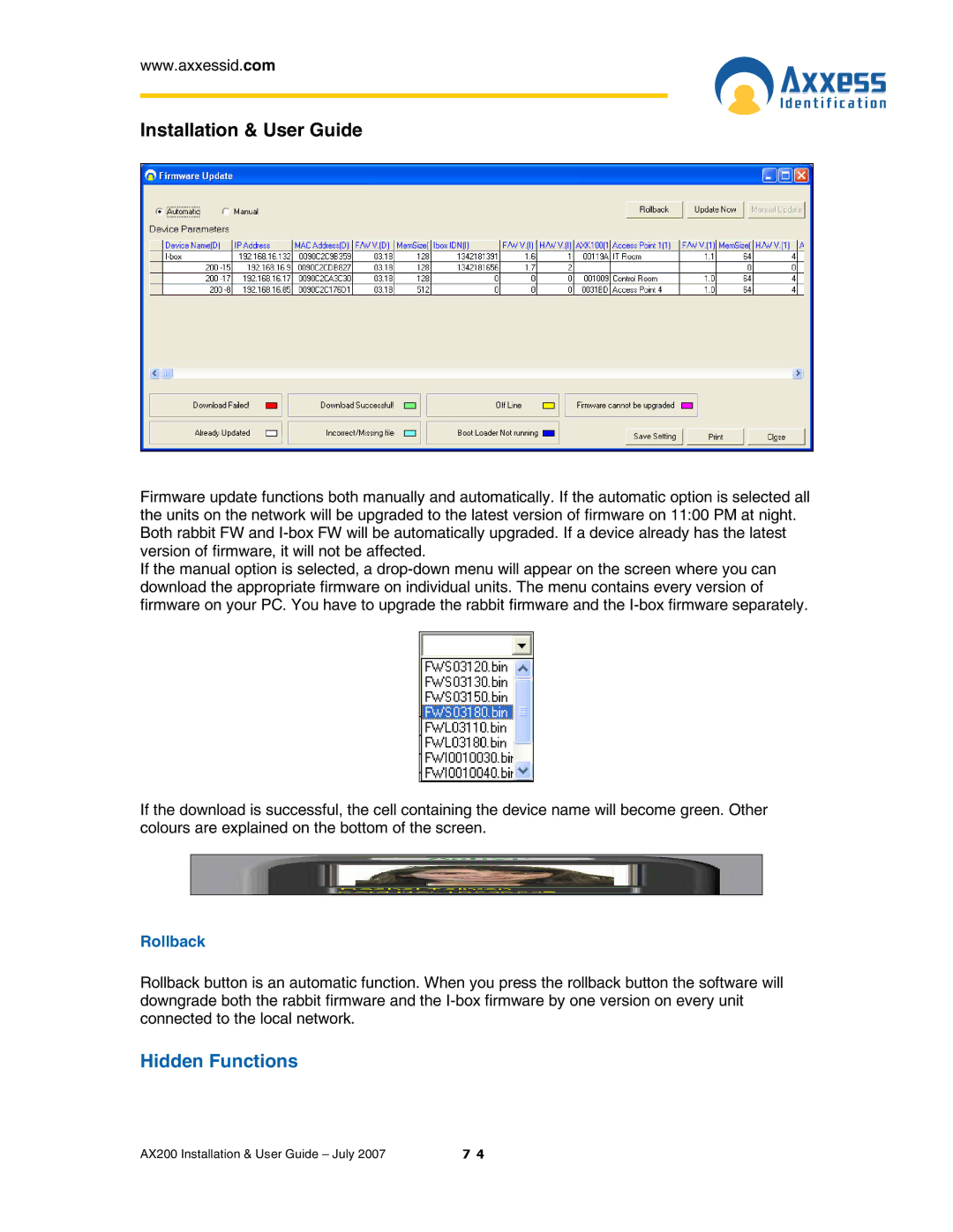 Casio AX200 manual Hidden Functions, Rollback 