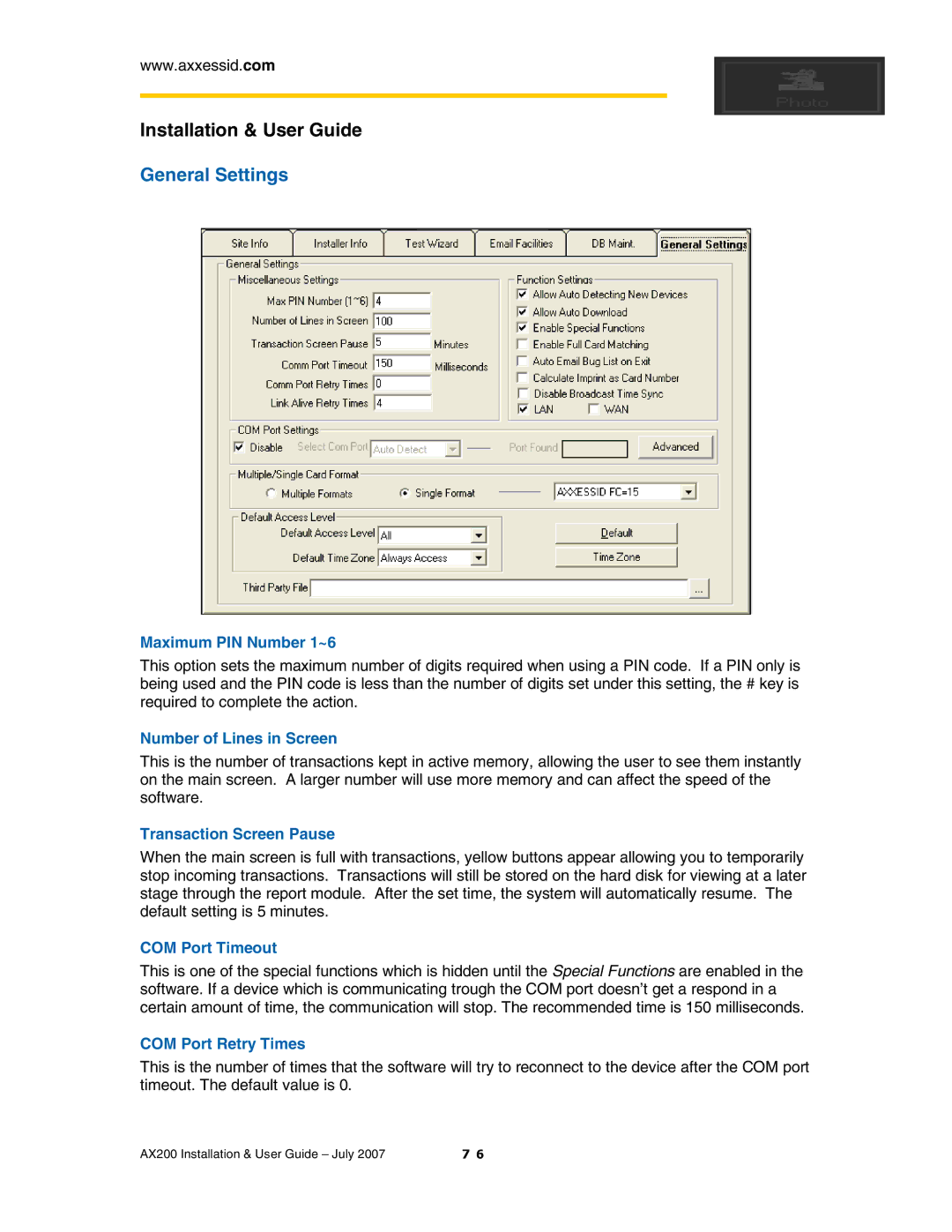 Casio AX200 manual General Settings 