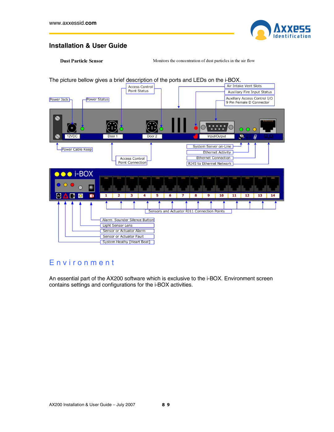 Casio AX200 manual V i r o n m e n t 