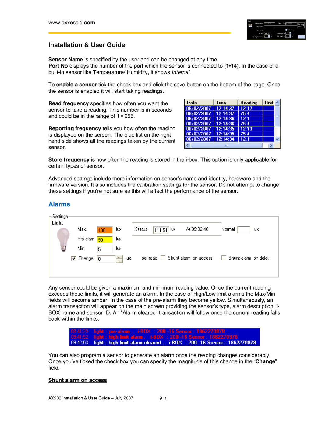 Casio AX200 manual Alarms 