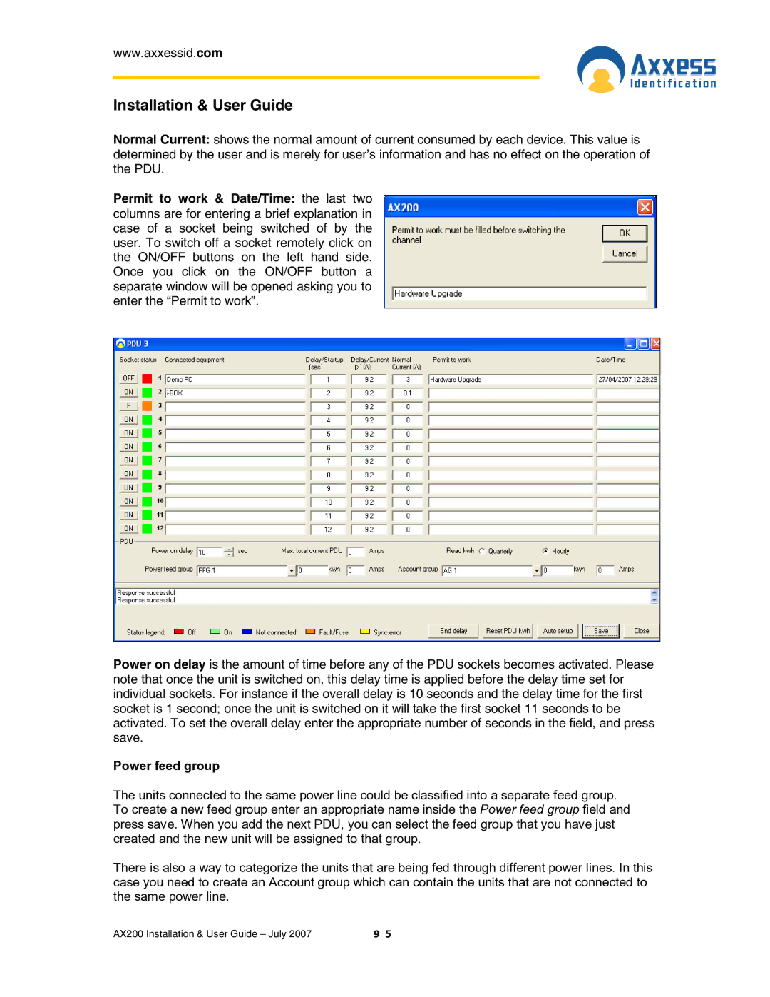 Casio AX200 manual Power feed group 