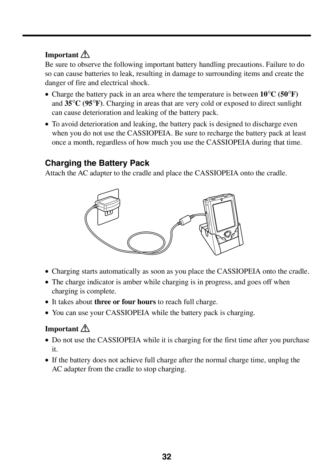 Casio BE-300 manual Charging the Battery Pack 