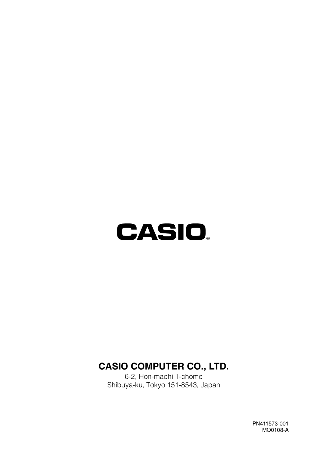 Casio BE-300 manual Hon-machi 1-chome Shibuya-ku, Tokyo 151-8543, Japan 