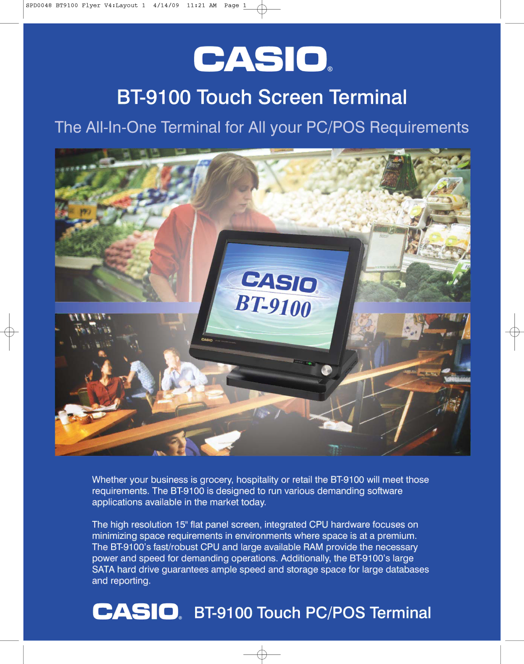 Casio manual BT-9100 Touch Screen Terminal, All-In-One Terminal for All your PC/POS Requirements 