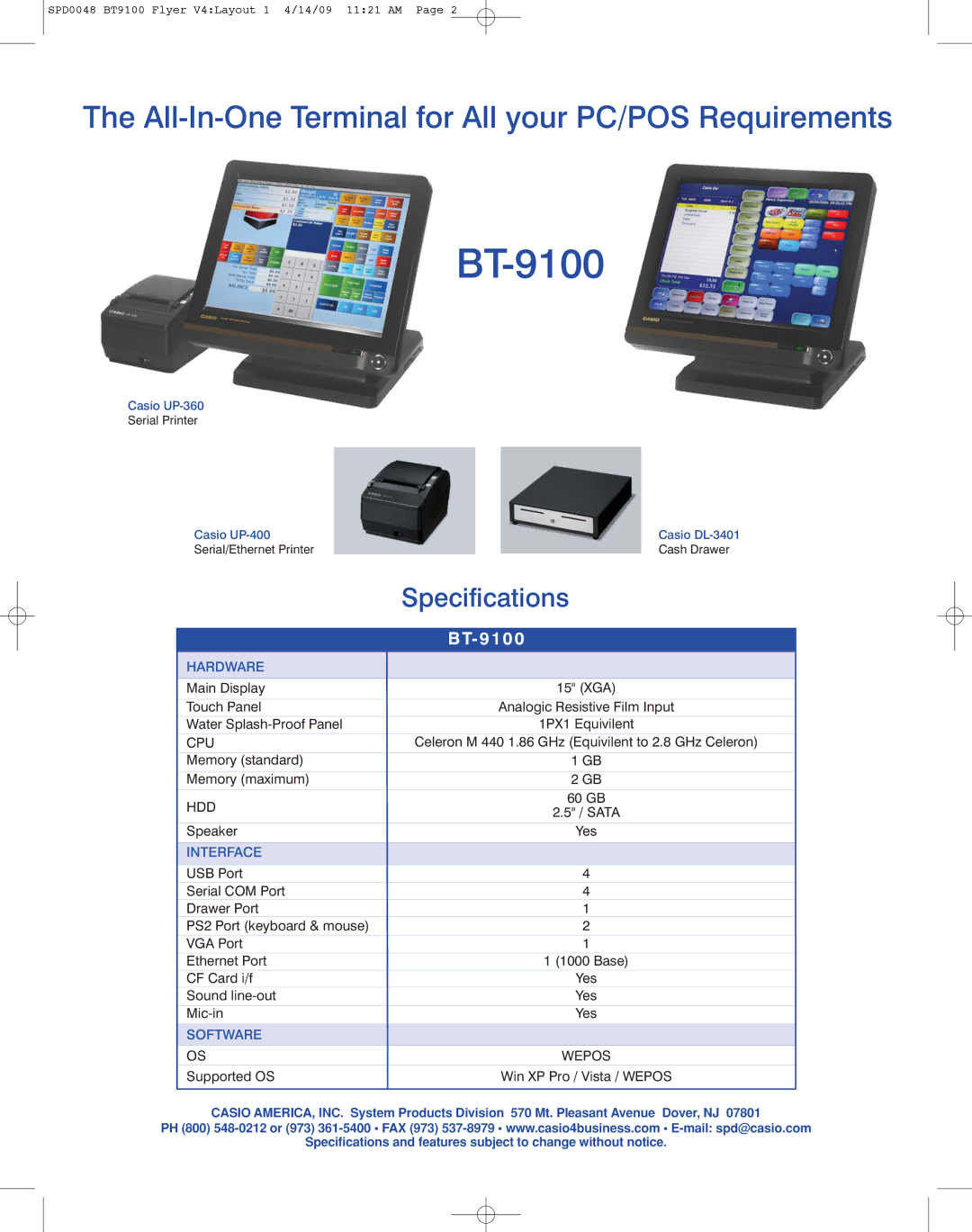 Casio BT-9100 manual Specifications, 9 1 0 