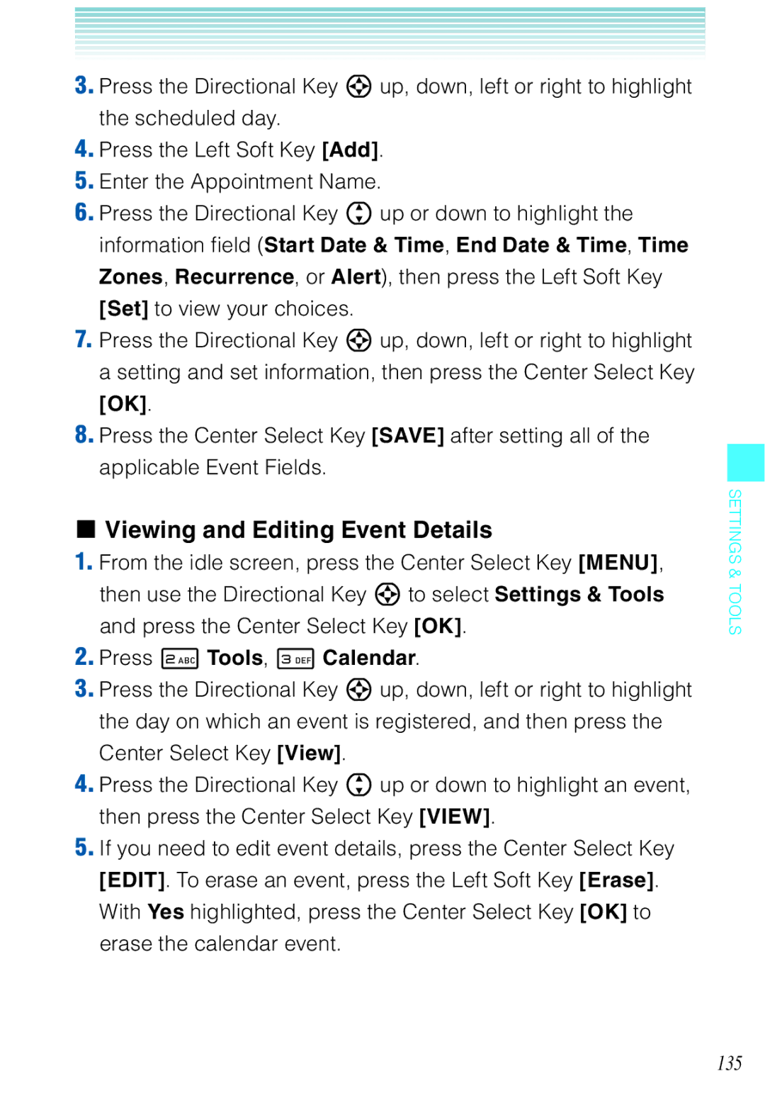 Casio C721 manual Viewing and Editing Event Details 