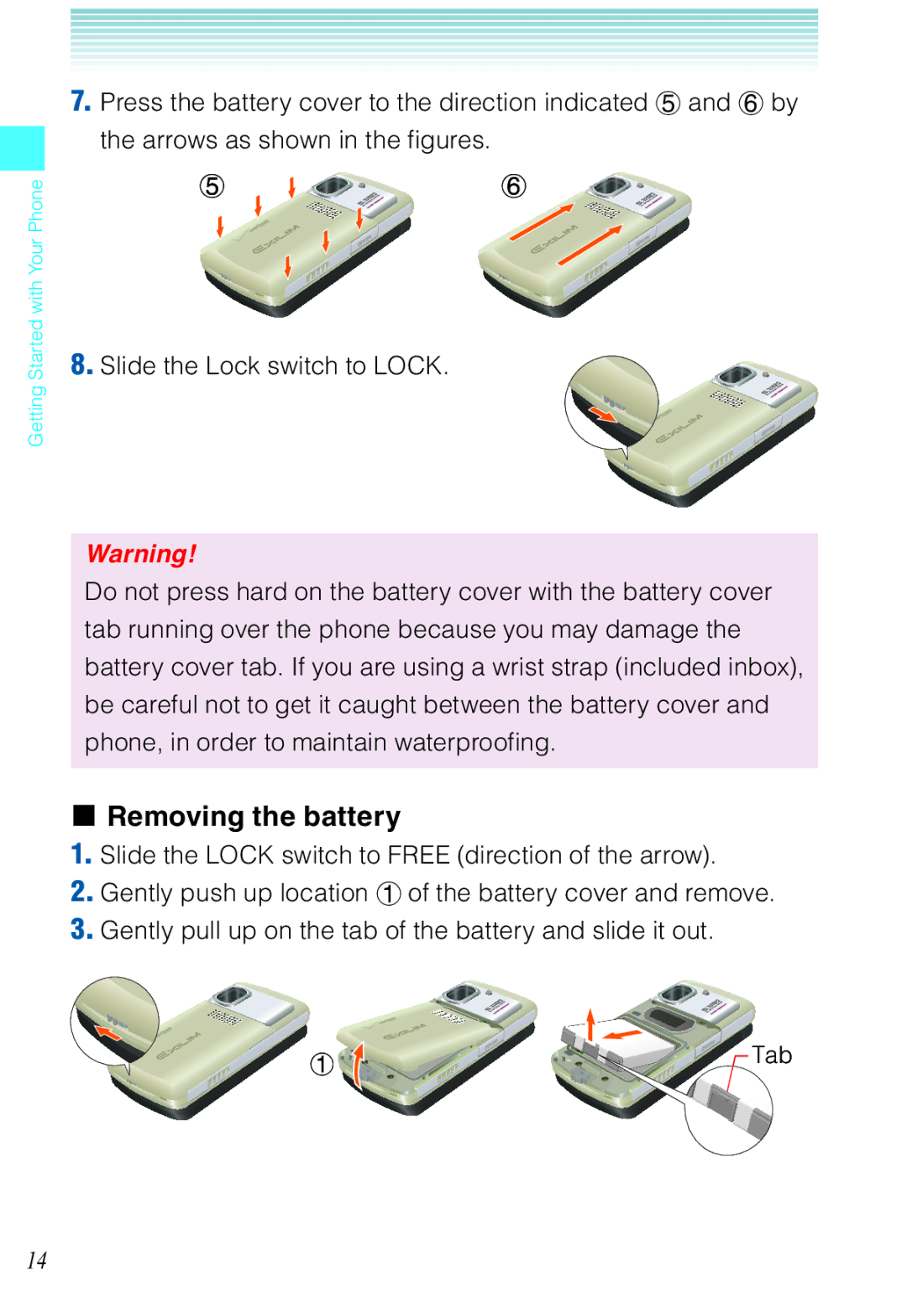 Casio C721 manual Removing the battery 