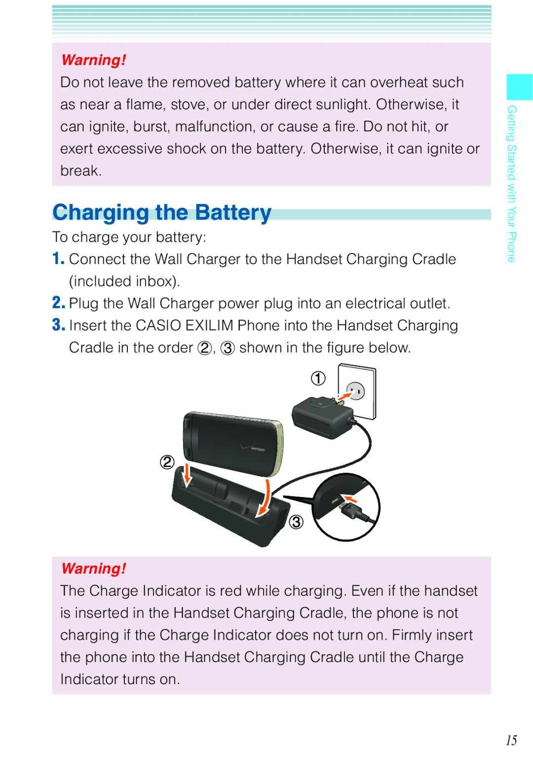 Casio C721 manual Charging the Battery 