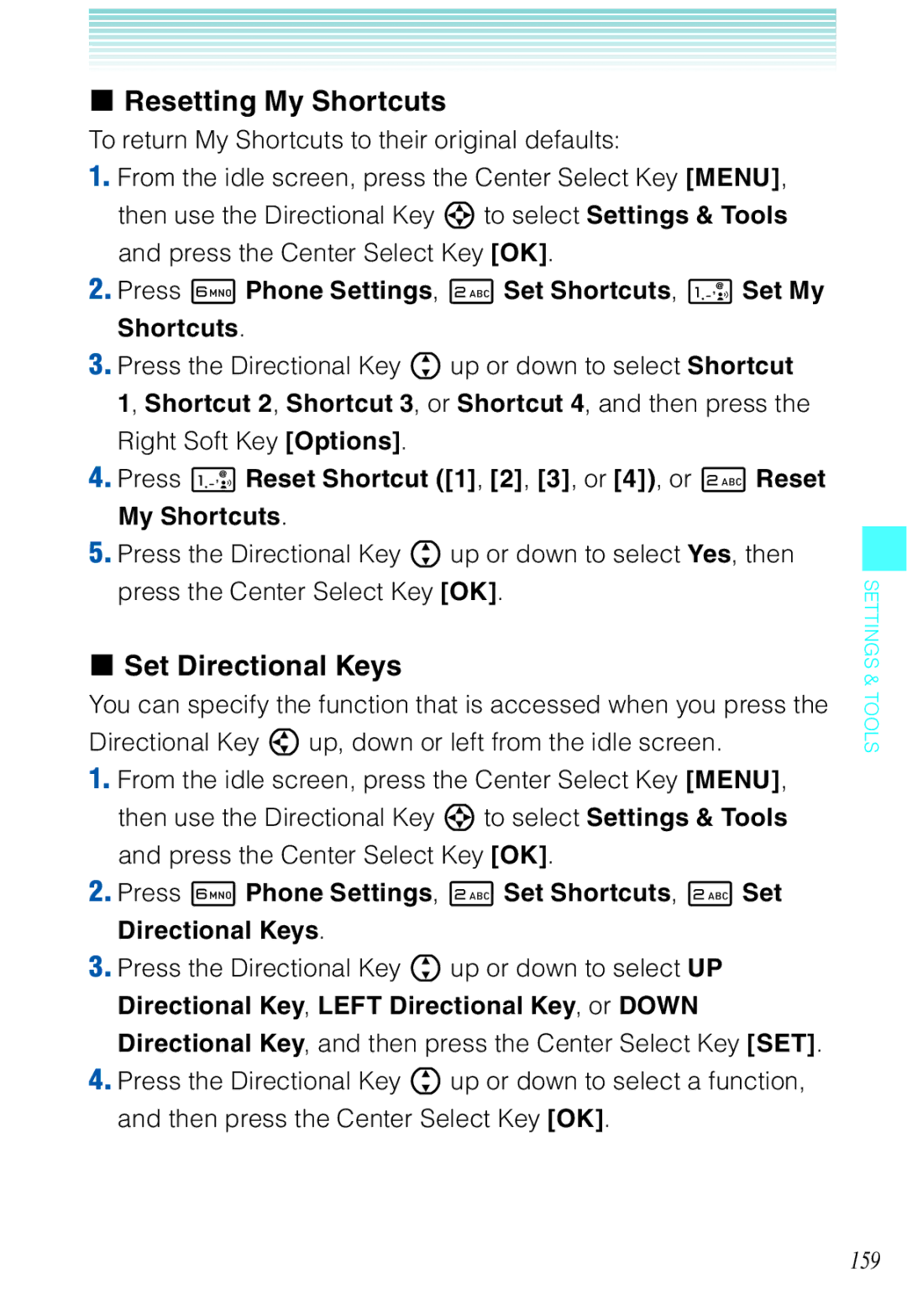 Casio C721 manual Resetting My Shortcuts, Set Directional Keys 