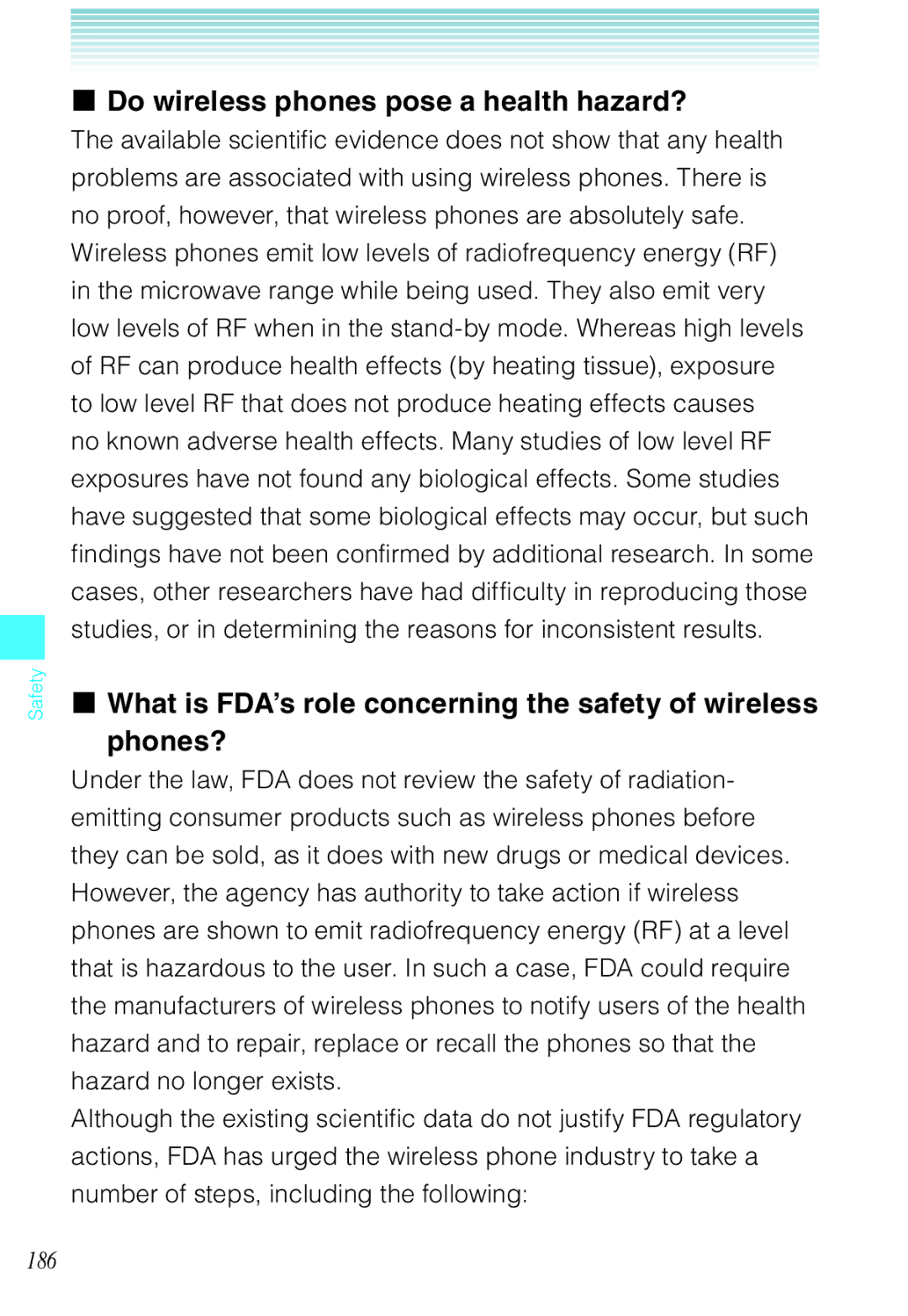 Casio C721 manual Do wireless phones pose a health hazard?, What is FDA’s role concerning the safety of wireless phones? 