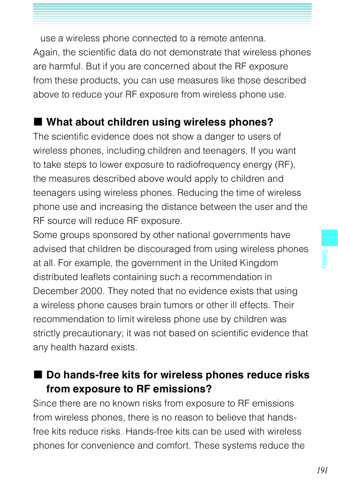 Casio C721 manual What about children using wireless phones?, Use a wireless phone connected to a remote antenna 