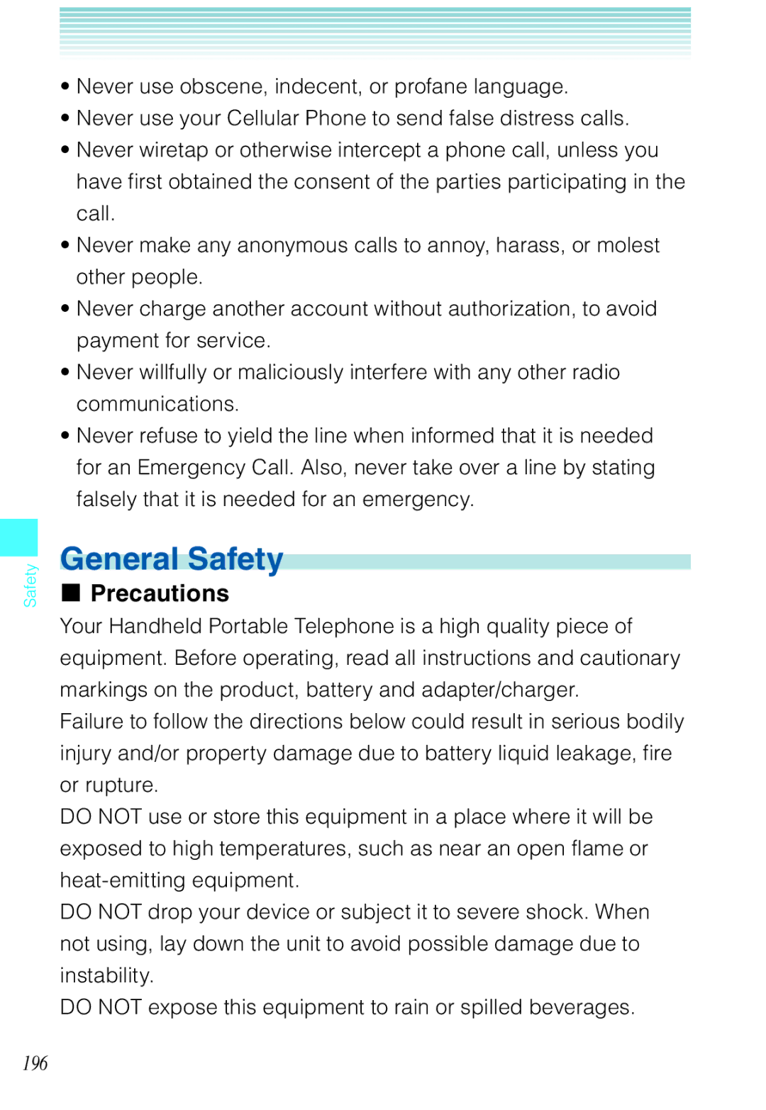 Casio C721 manual General Safety, Precautions 