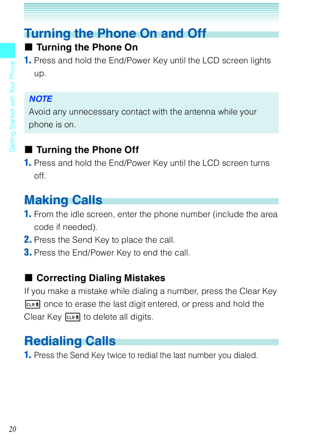 Casio C721 manual Turning the Phone On and Off, Making Calls, Redialing Calls 