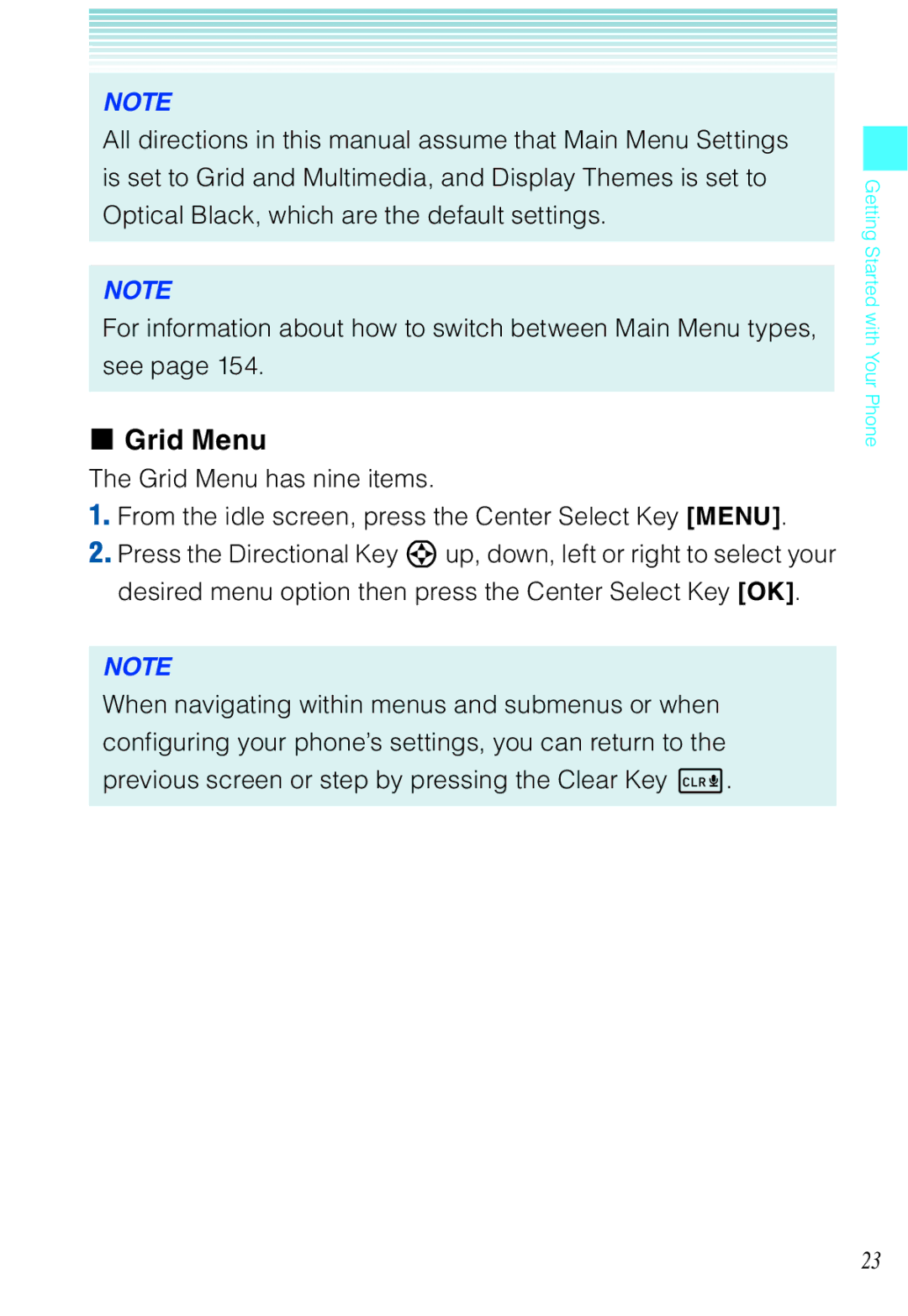 Casio C721 manual Grid Menu 