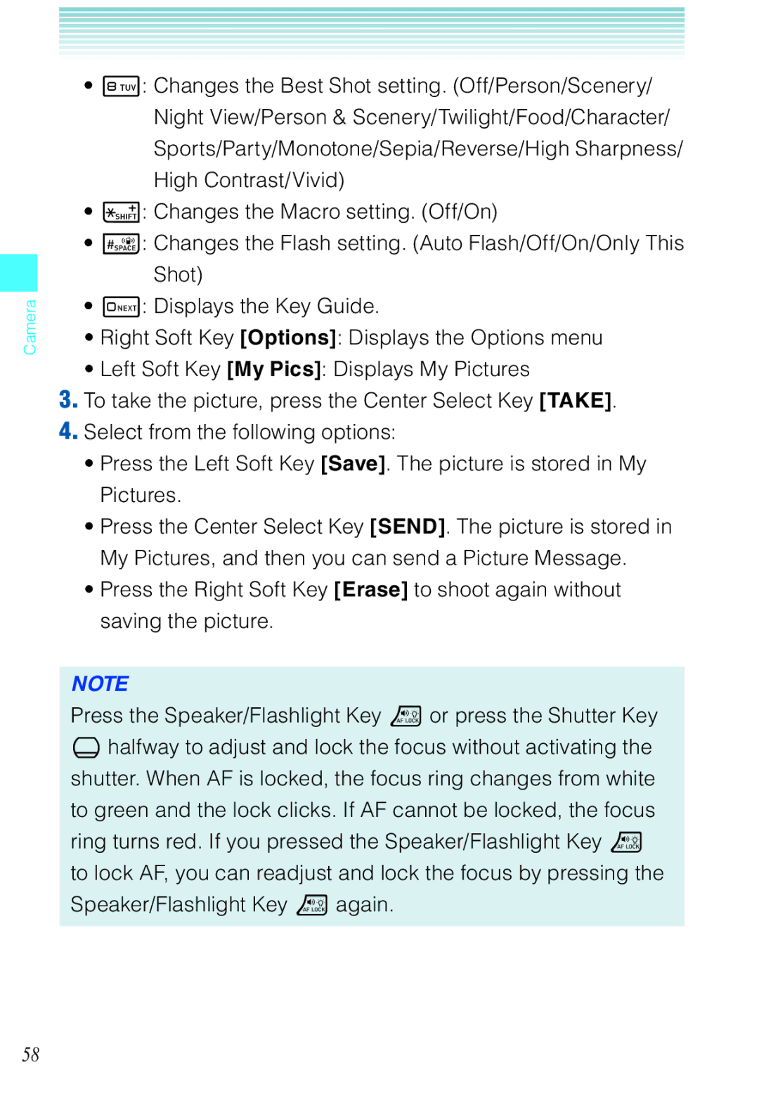 Casio C721 manual Camera 