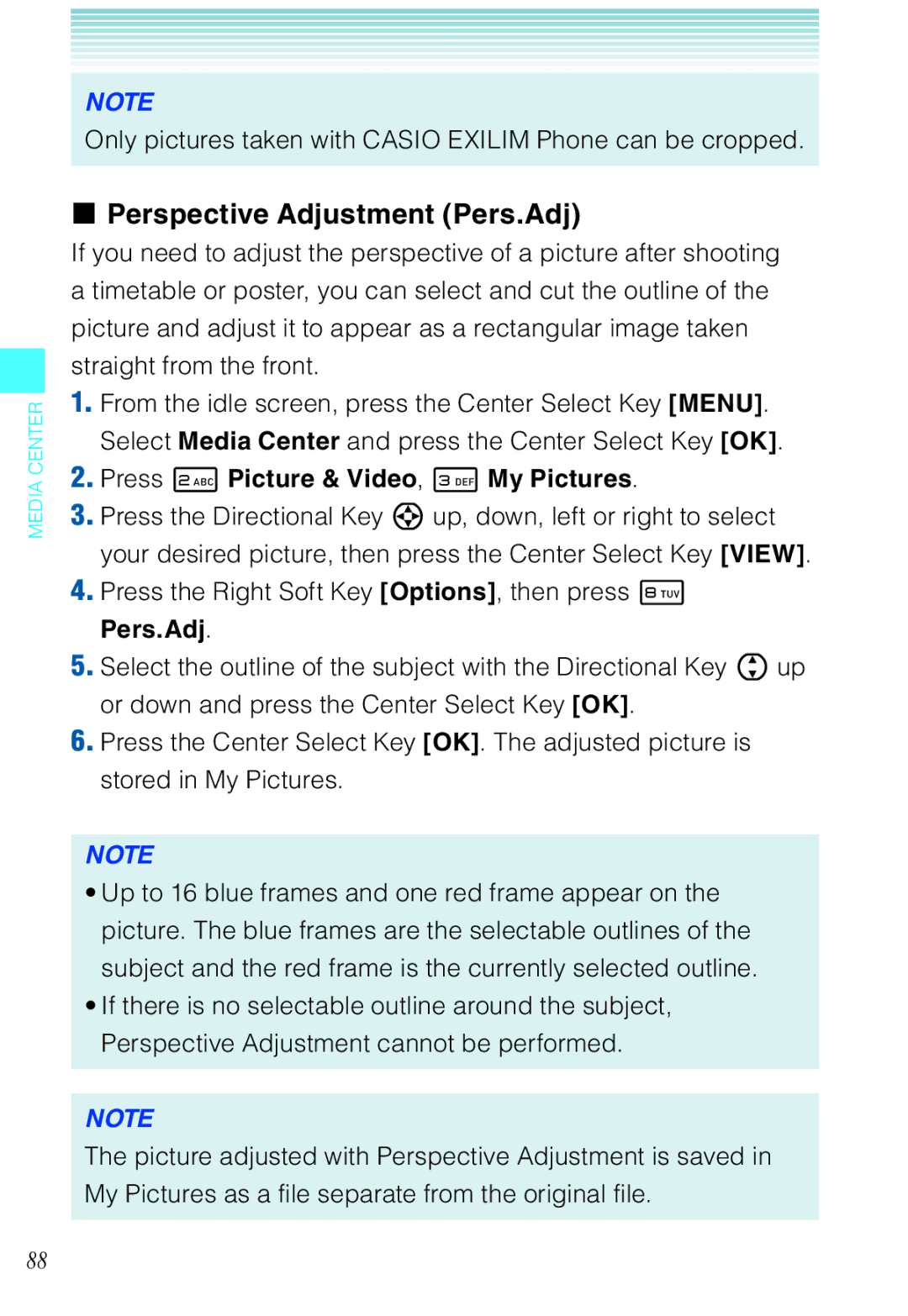 Casio C721 manual Perspective Adjustment Pers.Adj 