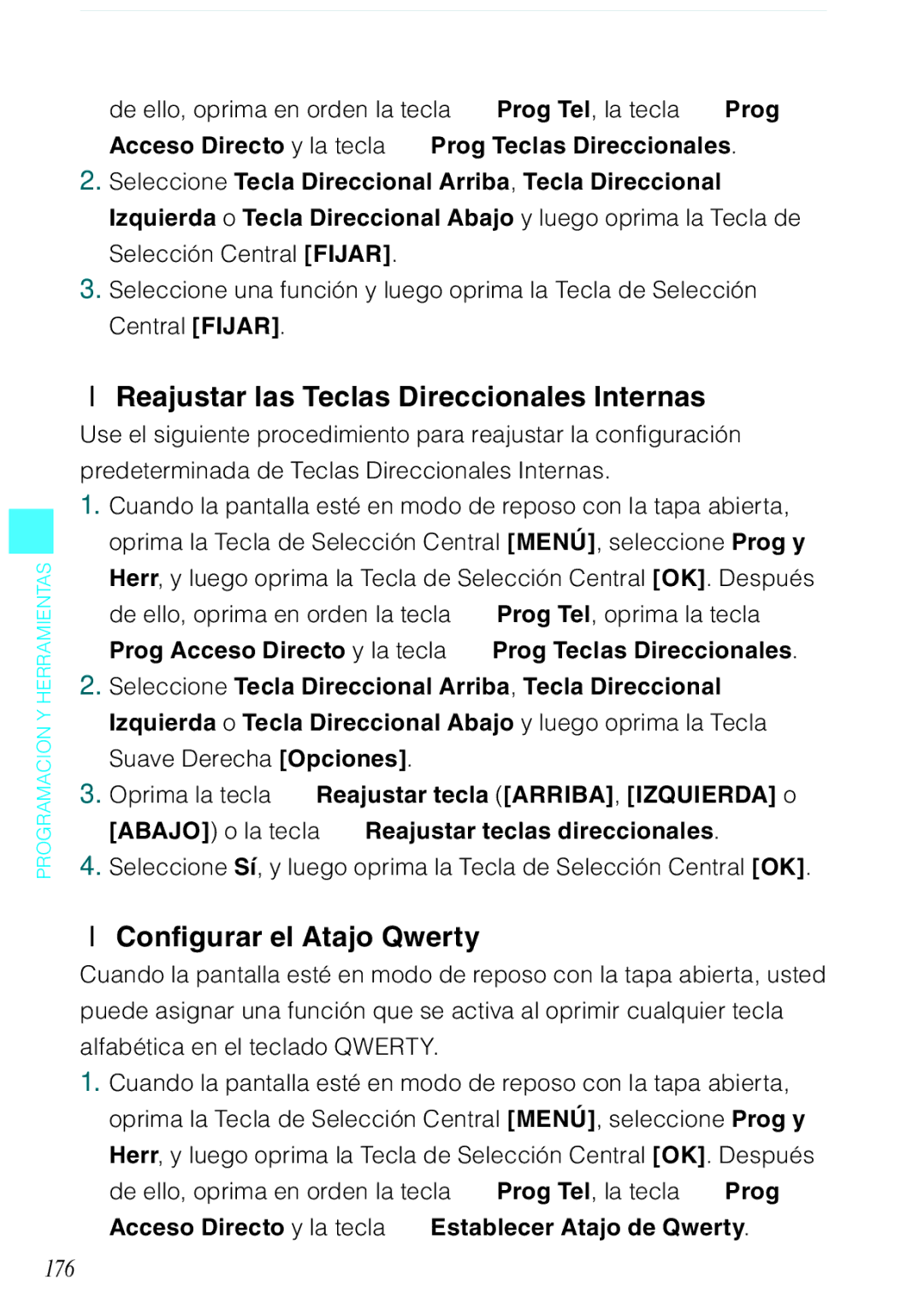 Casio C731 manual Reajustar las Teclas Direccionales Internas, Configurar el Atajo Qwerty, 176 