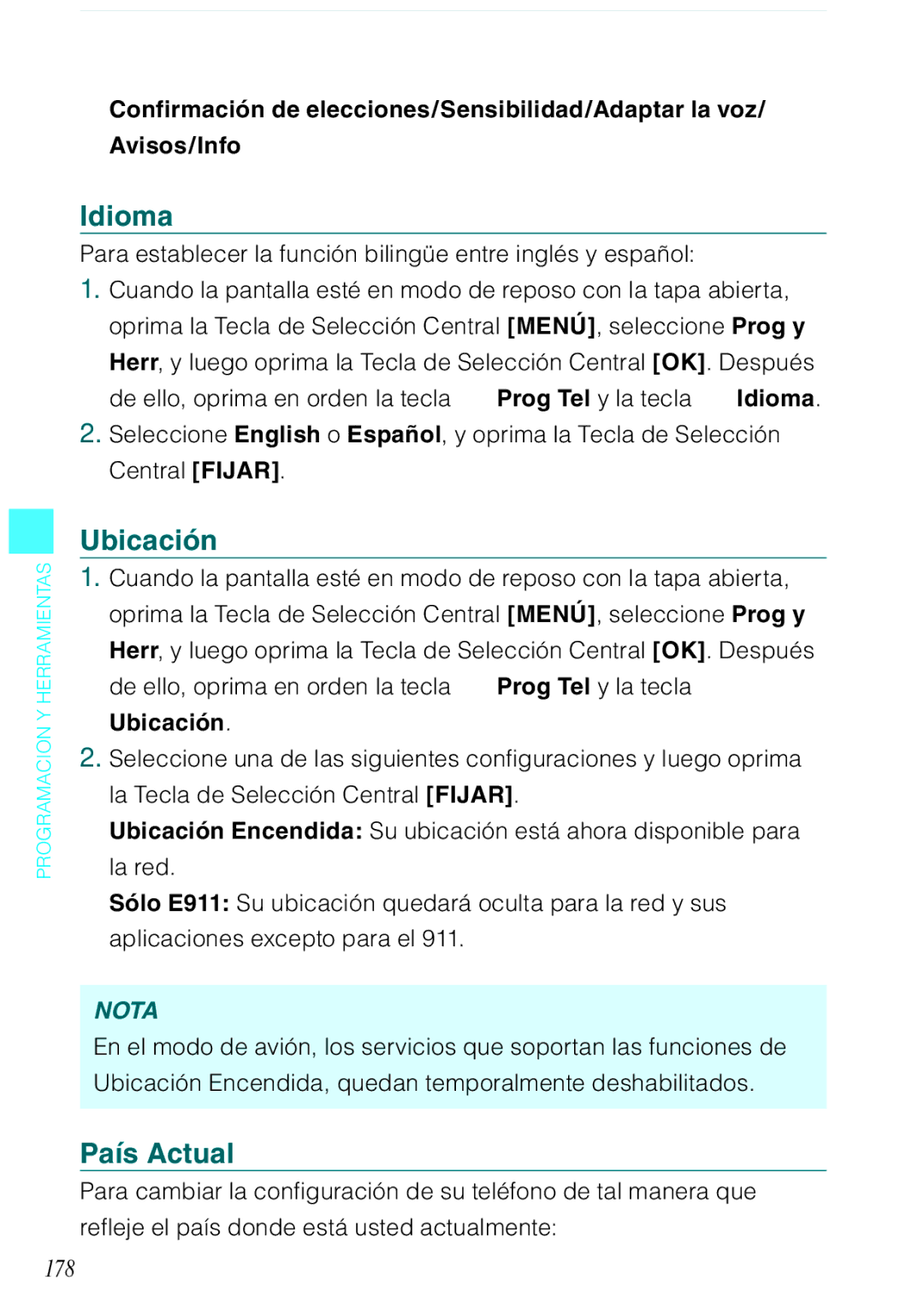 Casio C731 manual Idioma, Ubicación, País Actual, 178 