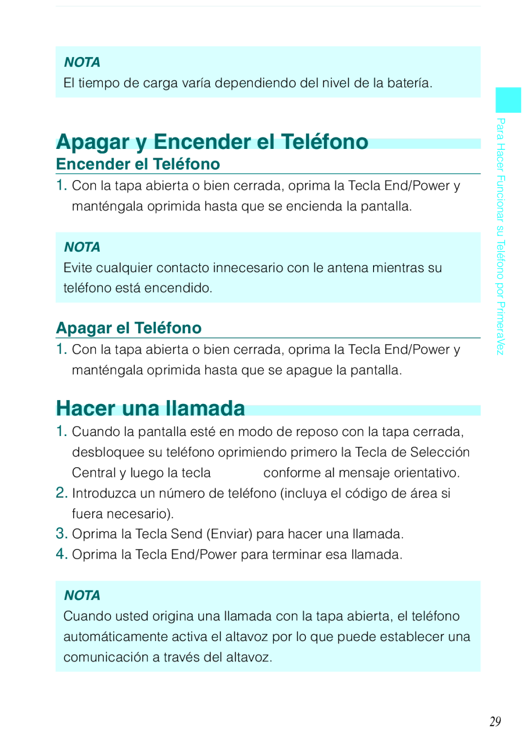 Casio C731 manual Apagar y Encender el Teléfono, Hacer una llamada, Apagar el Teléfono 