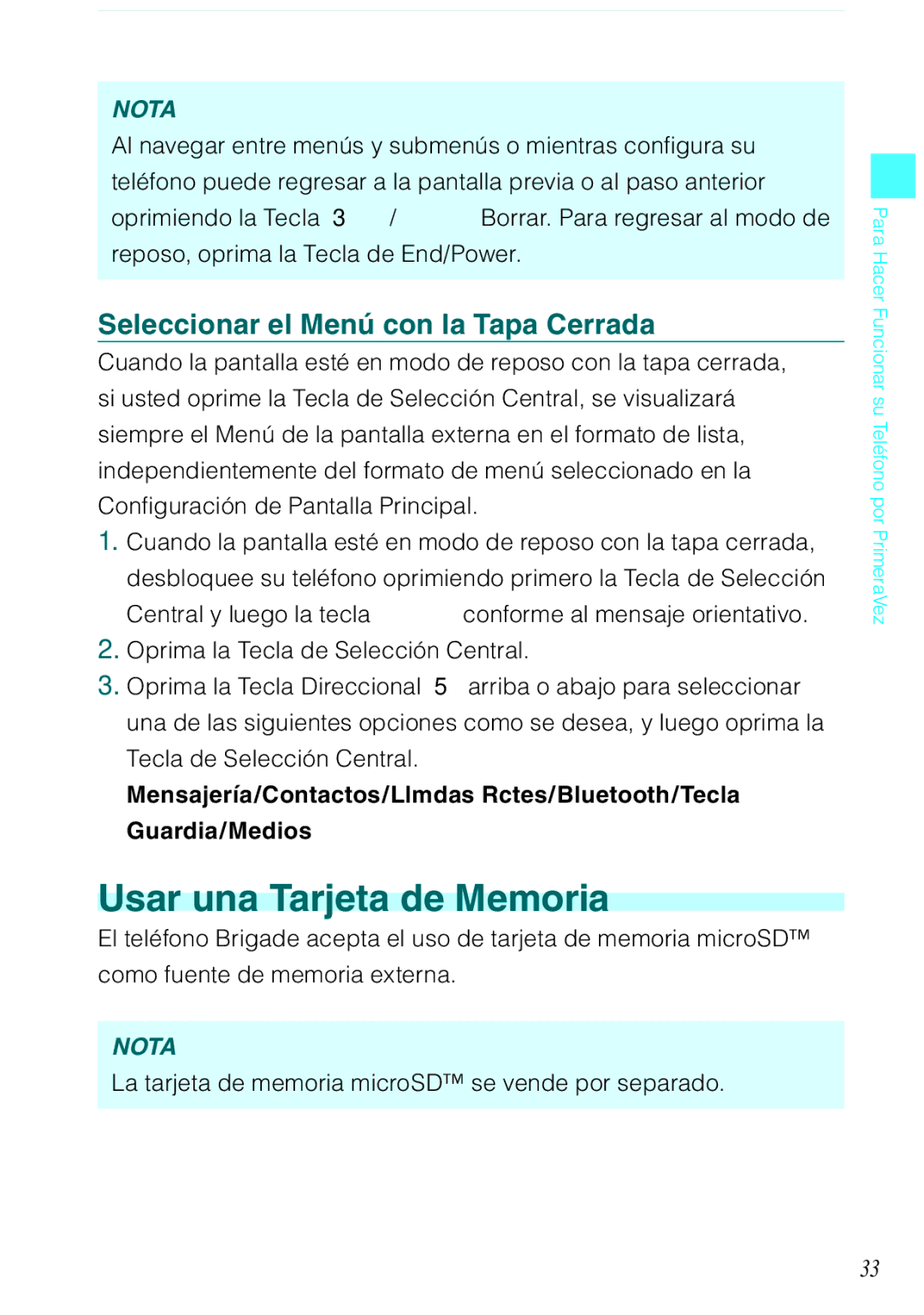 Casio C731 manual Usar una Tarjeta de Memoria, Seleccionar el Menú con la Tapa Cerrada 