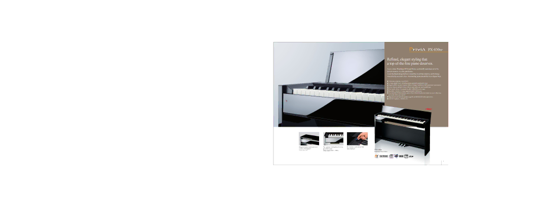 Casio CDP-100 specifications Refined, elegant styling that Top-of-the-line piano deserves 