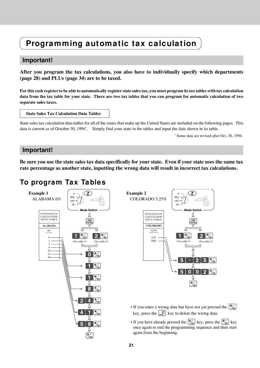 Casio CE-2400O instruction manual Programming automatic tax calculation, To program Tax Tables, ÛÝn ÝÚn, ±ÛÞn ÞââÛn 