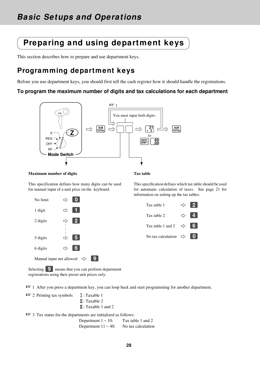 Casio CE-2400O instruction manual Preparing and using department keys, Programming department keys 