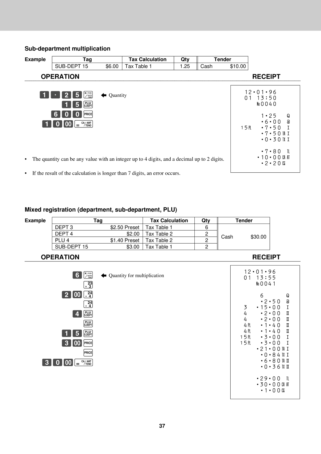 Casio CE-2400O instruction manual ÚÞp ßââQ ÚâÑc, ÜÑQ Q ÜâÑc, Sub-department multiplication 