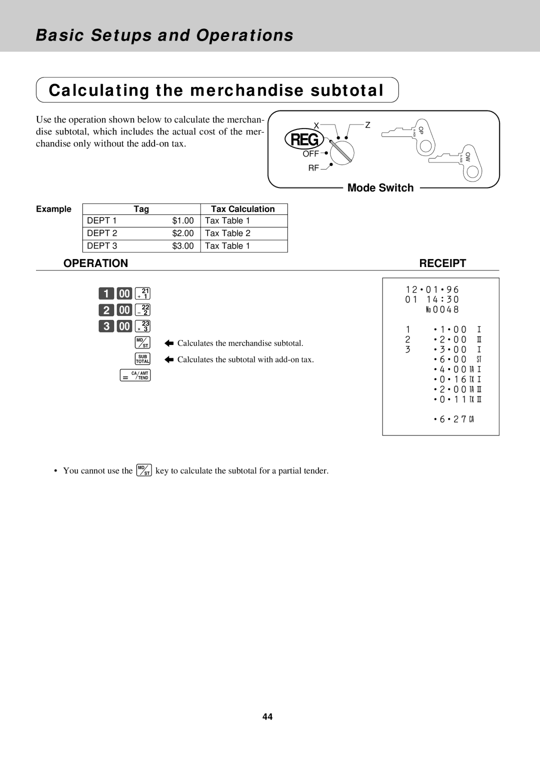 Casio CE-2400O instruction manual Calculating the merchandise subtotal, Úñá Ûñª Üñ£ 