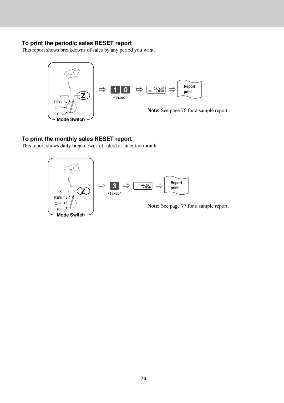 Casio CE-2400O instruction manual To print the monthly sales Reset report 