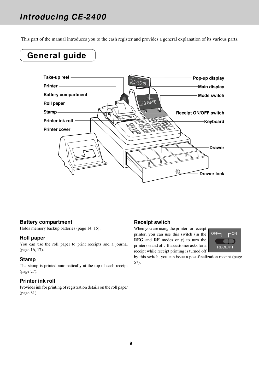 Casio CE-2400O instruction manual Introducing CE-2400, General guide 