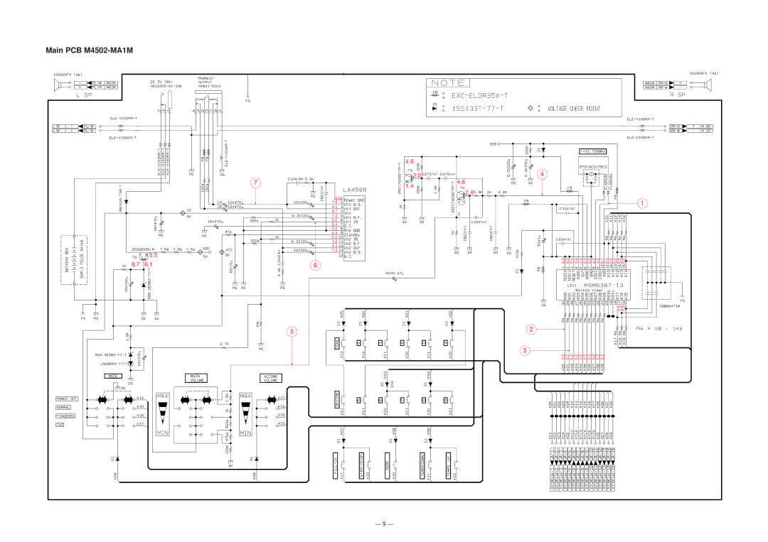 Casio CTK-100 manual Main PCB M4502-MA1M 