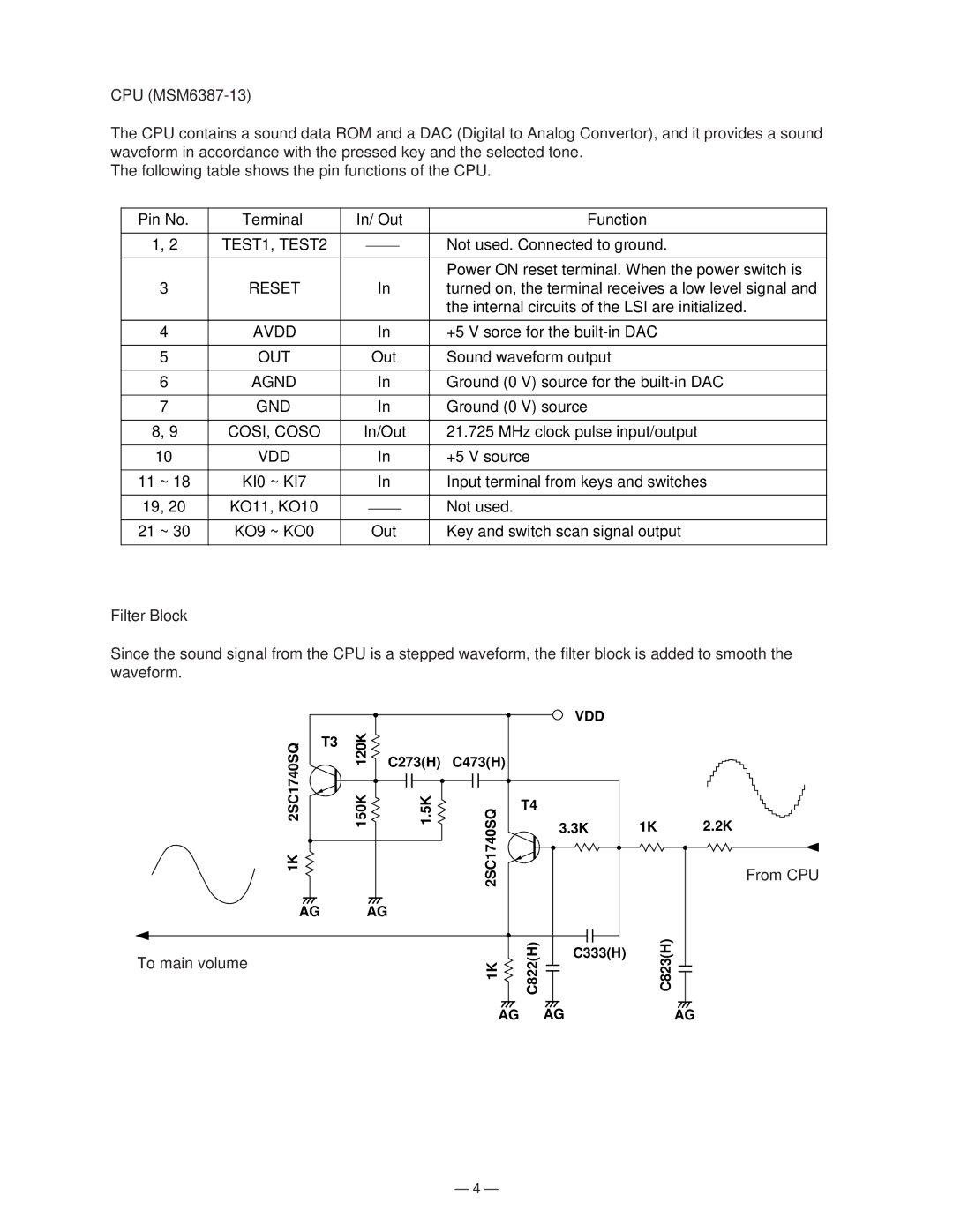 Casio CTK-100 manual CPU MSM6387-13 