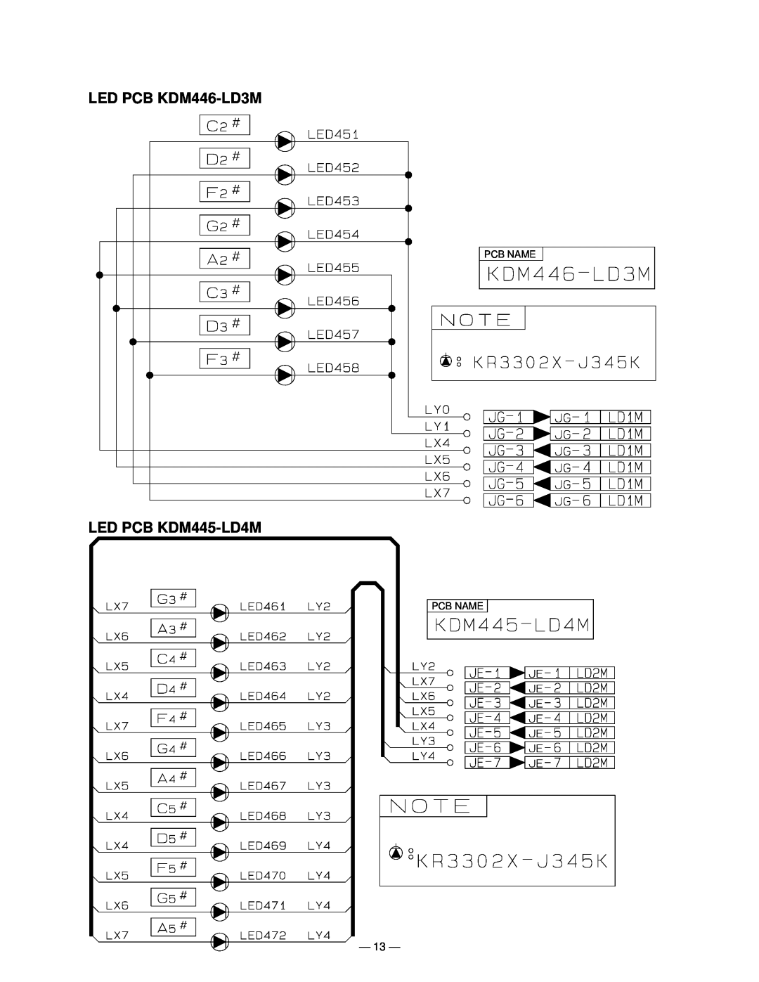 Casio CTK-220L manual LED PCB KDM446-LD3M, LED PCB KDM445-LD4M, Pcb Name 