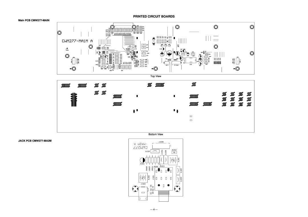 Casio CTK-230 Sep. 2003 manual Printed Circuit Boards, Main PCB CMW277-MAIN JACK PCB CMW277-MA2M 