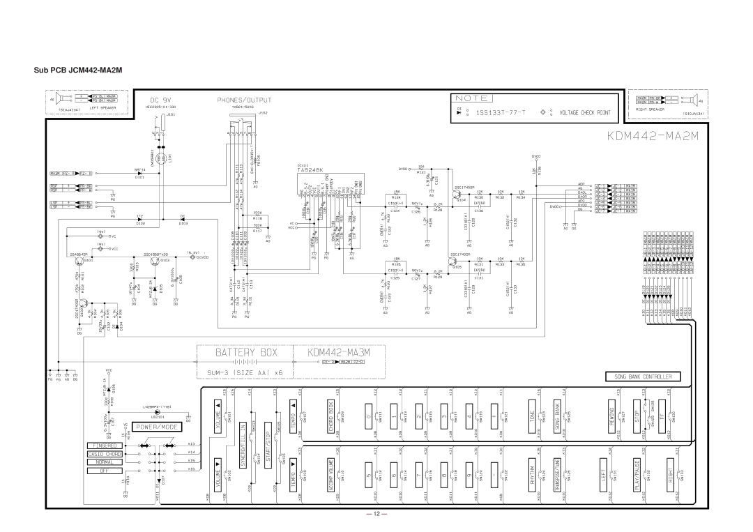 Casio CTK-401 manual Sub PCB JCM442-MA2M 