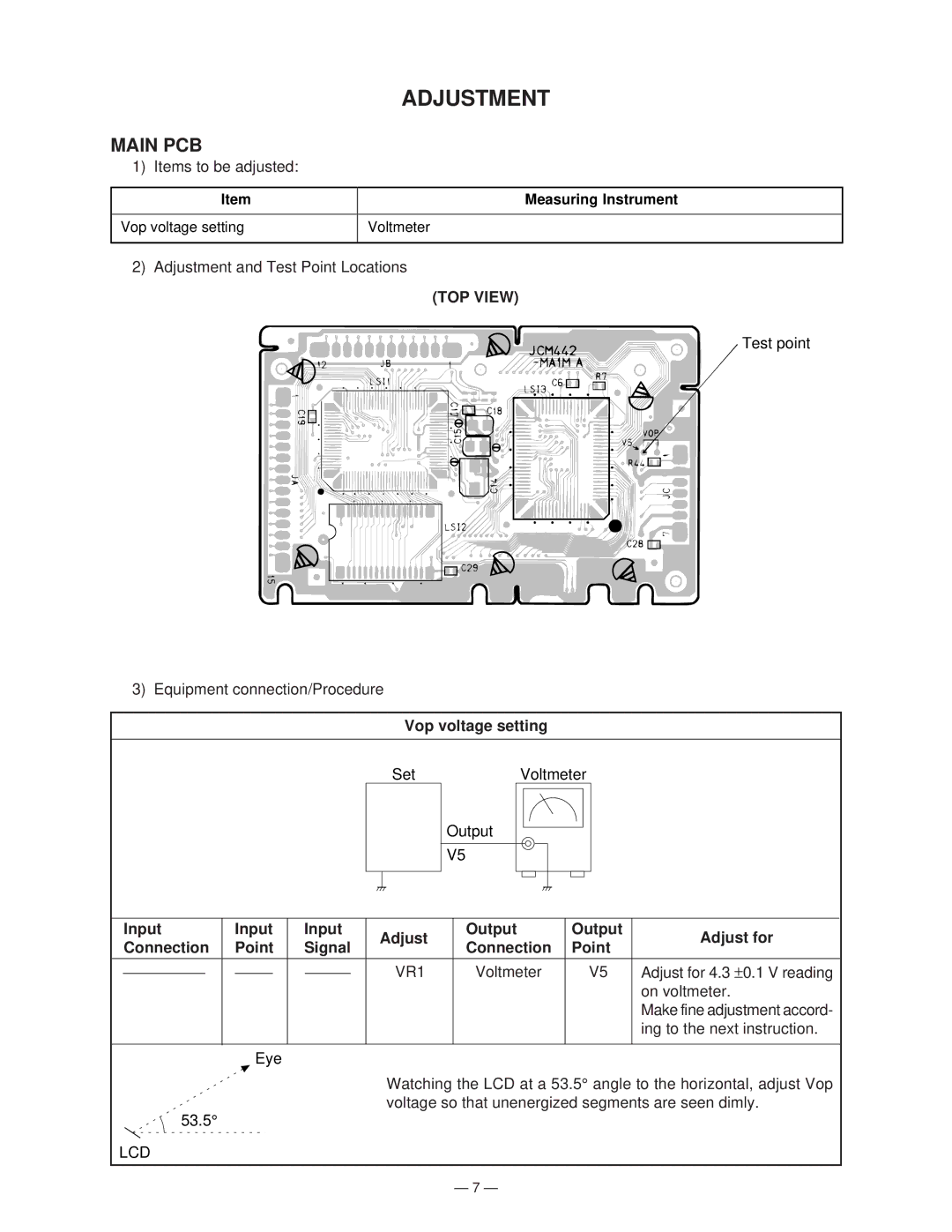 Casio CTK-401 manual Adjustment, Main PCB 