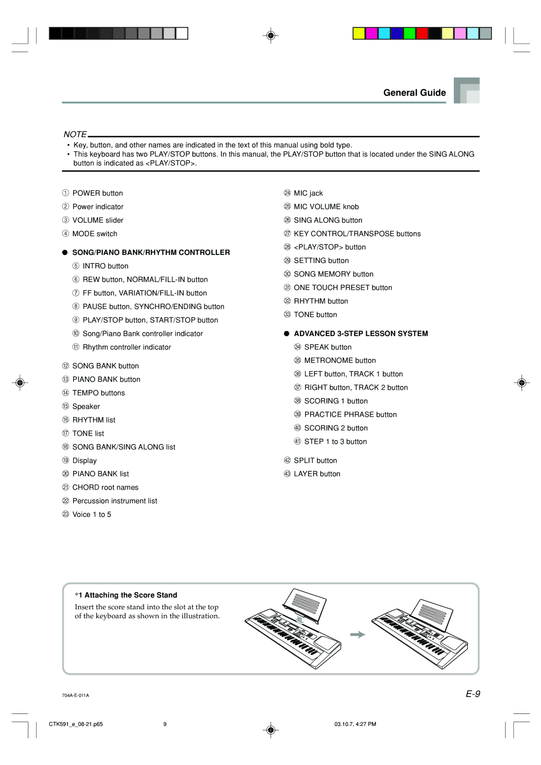 Casio CTK-593, CTK-591 manual General Guide, SONG/PIANO BANK/RHYTHM Controller 