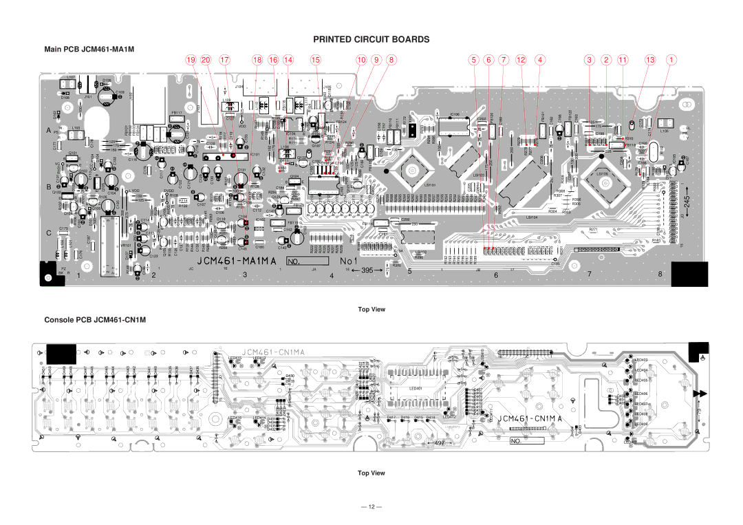 Casio CTK-630 specifications Printed Circuit Boards, Top View 