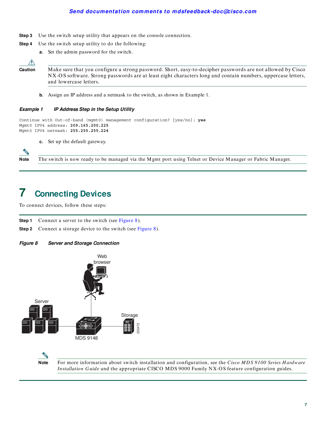 Casio DSC9148D8G16PK9, DSC9148D8G48PK9 quick start Connecting Devices, Example 1 IP Address Step in the Setup Utility 