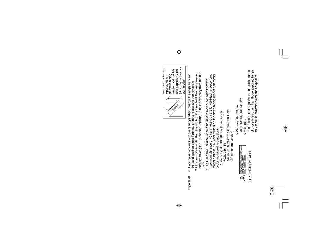 Casio DT-930 manual Using the Bar Code Reader, Performing a Bar Code Read Operation 