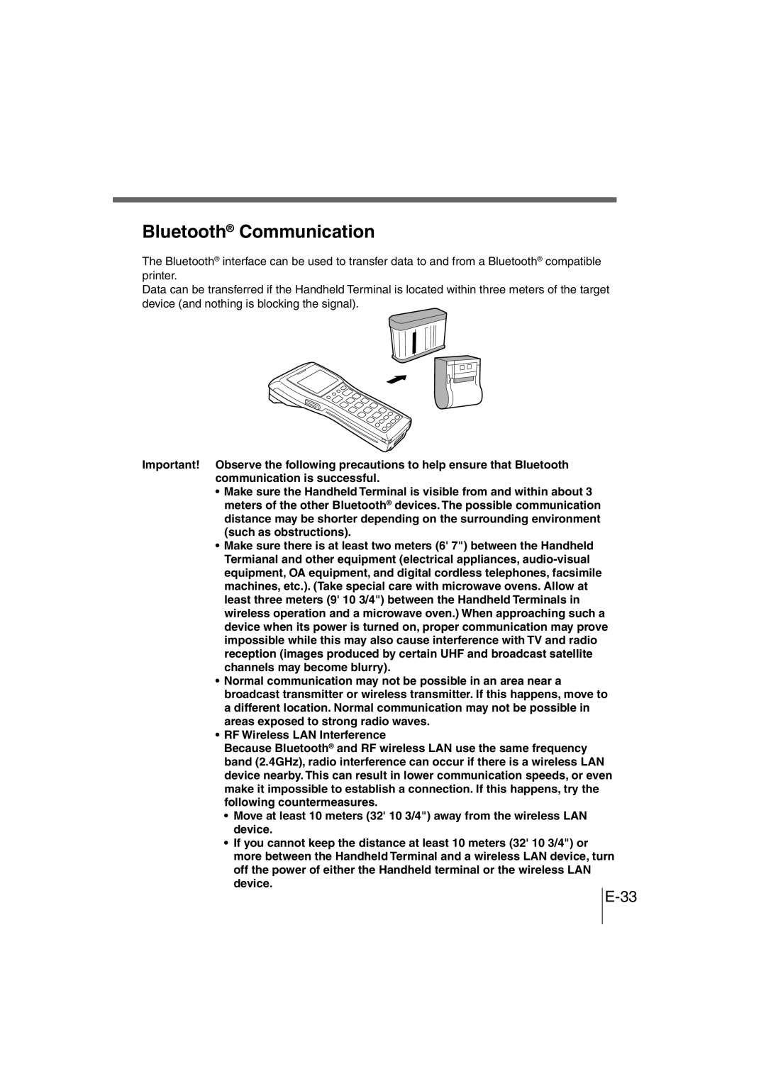 Casio DT-930 manual Bluetooth Communication, E-33 