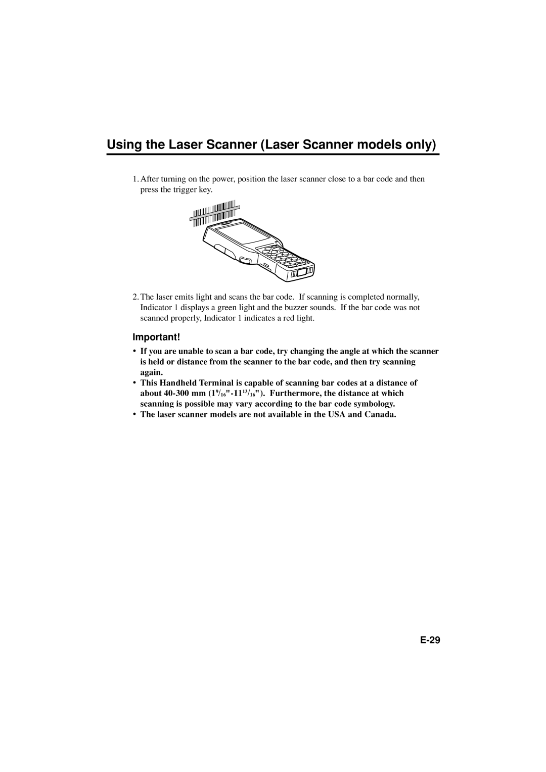 Casio DT-X11 Series manual Using the Laser Scanner Laser Scanner models only 